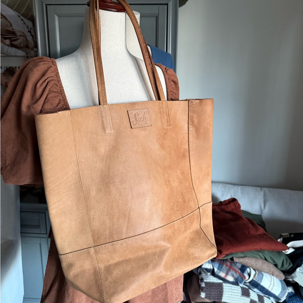Sseko Tan Leather Tote Bag